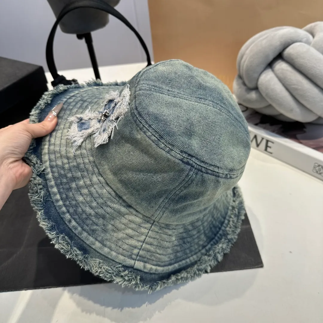P70 Croxin spring and summer new denim fisherman hat, retro old street style, washed and torn edges, perfect for taking photos👑
